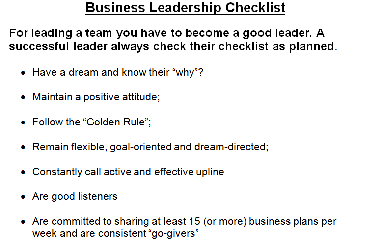 Business Leadership Checklist | divine wellness health